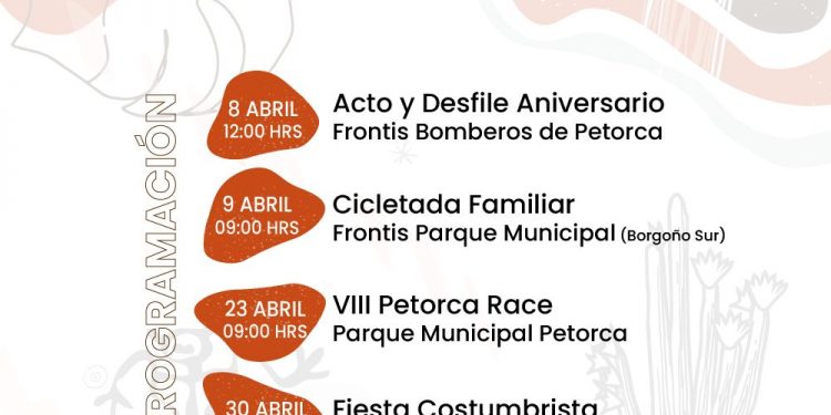 Calendario de actividades Aniversario de Petorca