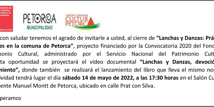 Invitación al cierre proyecto “Lanchas y Danzas: Prácticas sociales en la comuna de Petorca”