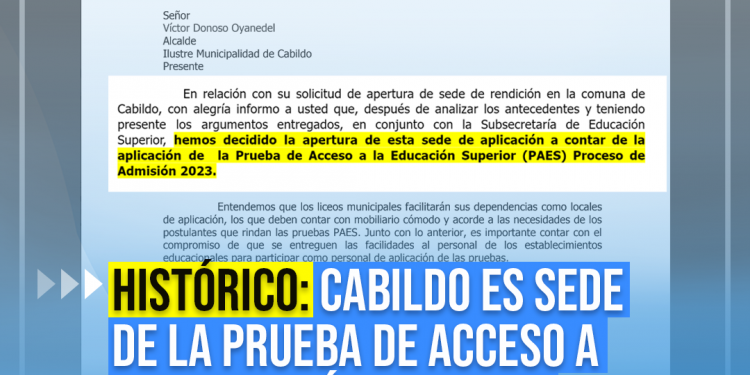 Es oficial! Cabildo será sede de la Prueba de Acceso a la Educación Superior admisión 2023.